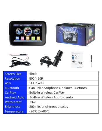 Nawigacja motocyklowa GPS Apple CarPLay Android Auto Mapy IP67 yanosik